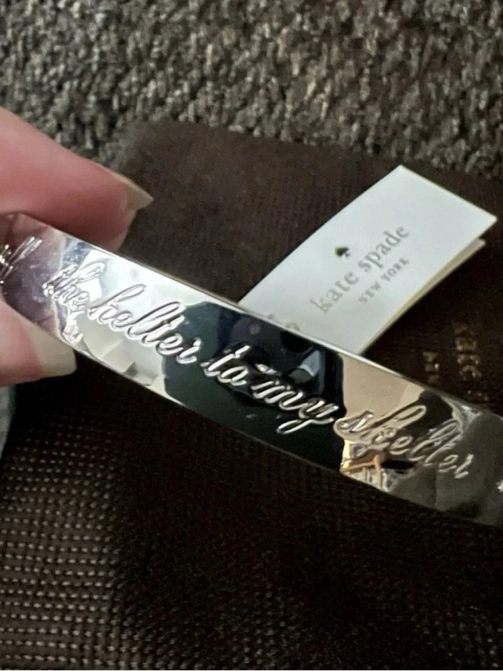 Kate Spade "You and Me" Engraved Idiom Bangle + Box & Dust Bag - Picture 4 of 6